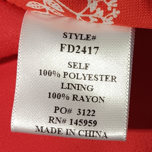 Dragonfly EUC Wrap Style Lined Dress, Coral with White Floral Pattern, Medium - Picture 6 of 8